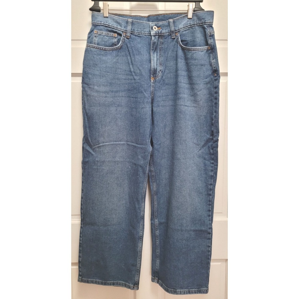 Collusion Unisex X001 Antifit High Rise Wide Leg Baggy Jeans - Mid Blue - 32/30